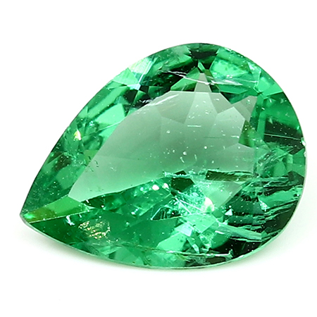 0.71 ct Pear Shape Emerald : Rich Green