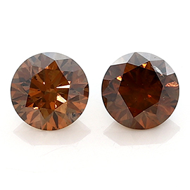 1.45 cttw Pair of Round Diamonds : Fancy Dark Orangy Brown / SI1