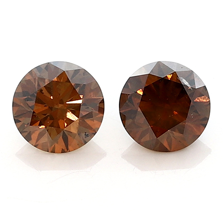 1.45 cttw Pair of Round Diamonds : Fancy Dark Orangy Brown / SI1