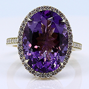 18K Yellow Gold 10.50cttw Amethyst & Diamond Ring