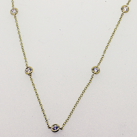 18K Yellow Gold Multi Stone by the Yard Necklace : 0.50 cttw Diamonds