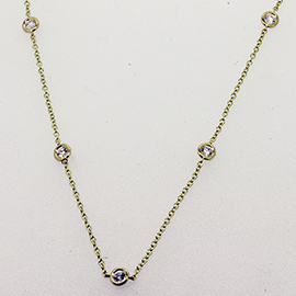 18K Yellow Gold Multi Stone by the Yard Necklace : 0.50 cttw Diamonds