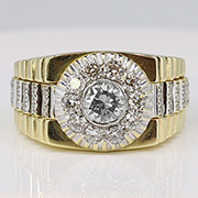 14K Two Tone 1.40cttw Diamond Men's Ring