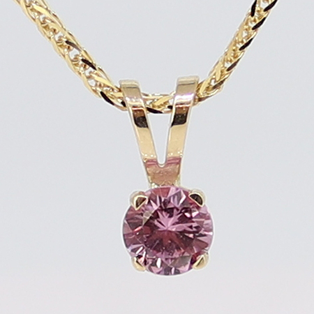 14K Yellow Gold Solitaire Pendant : 0.25 ct Pink Sapphire