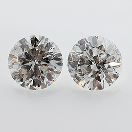 4.01 cttw Pair of Round Natural Diamonds : J / I1