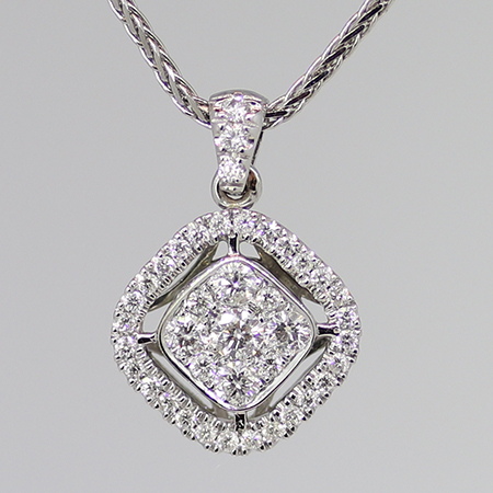14K White Gold Drop Pendant