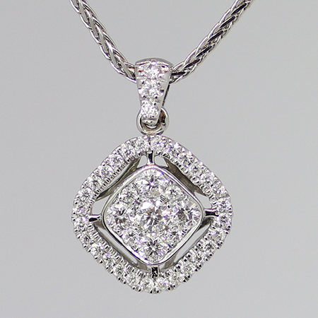 14K White Gold Drop Pendant