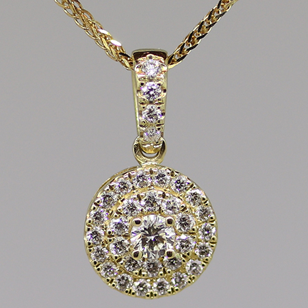 14K Yellow Gold Drop Pendant : 0.45 cttw Diamonds