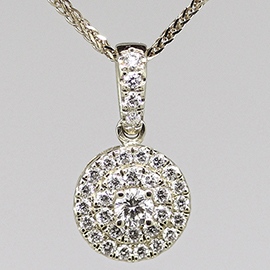 14K White Gold Drop Pendant : 0.45 cttw Diamonds