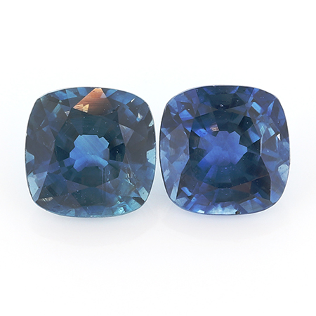 1.54 cttw Pair of Cushion Cut Sapphires : Deep Blue