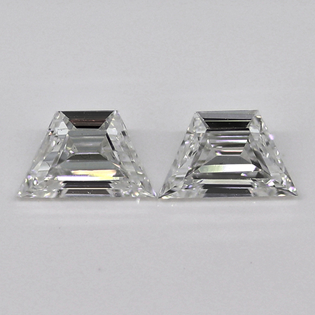 0.79 cttw Pair of Trapezoid Natural Diamonds : E / VS1