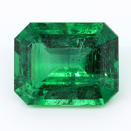 3.72 ct Emerald Cut Emerald : Rich Grass Green