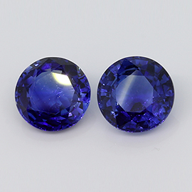 3.02 cttw Royal Blue Pair of Round Natural Sapphires