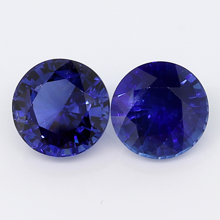 2.70 cttw Royal Blue Pair of Round Natural Sapphires