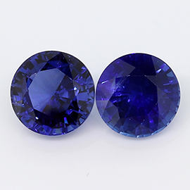 2.70 cttw Pair of Round Sapphires : Royal Blue