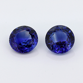 2.66 cttw Pair of Round Sapphires : Royal Blue