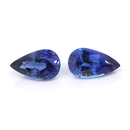 2.40 cttw Cornflower Blue Pair of Pear Shape Natural Blue Sapphires