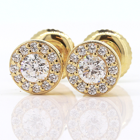 14K Yellow Gold Stud Earrings : 0.42 cttw Diamonds