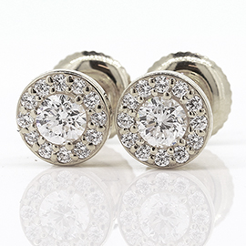 14K White Gold Stud Earrings : 0.42 cttw Diamonds