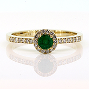 14K Yellow Gold 0.32cttw Emerald & Diamond Ring