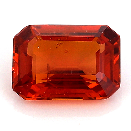 1.00 ct Emerald Cut Sapphire : Orangish Red