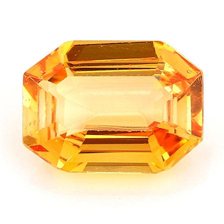 1.42 ct Emerald Cut Sapphire : Orange