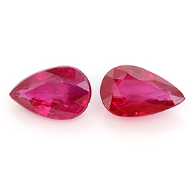 1.29 cttw Pair of Pear Shape Rubies : Fiery Red