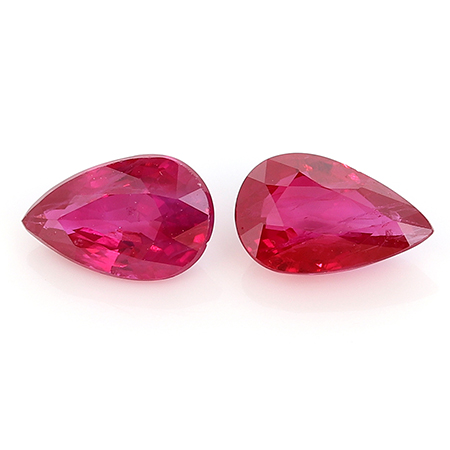 1.29 cttw Fiery Red Pair of Pear Shape Rubies