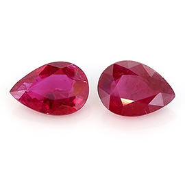 1.43 cttw Pair of Pear Shape Rubies : Rich Red