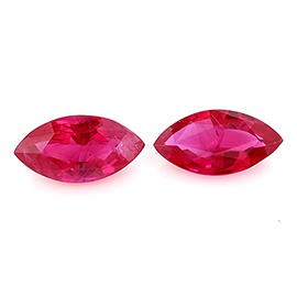 1.42 cttw Rich Red Pair of Marquise Rubies
