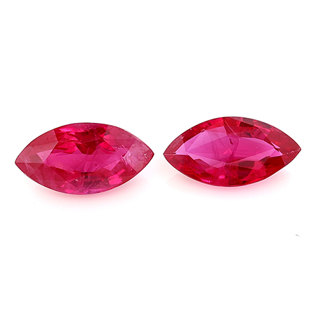 1.42 cttw Pair of Marquise Rubies : Rich Red