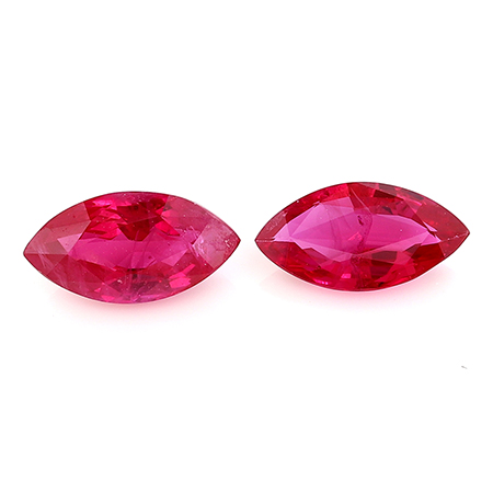 1.42 cttw Rich Red Pair of Marquise Rubies