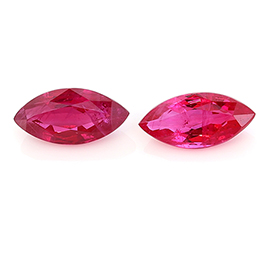 1.26 cttw Pair of Marquise Rubies : Rich Red