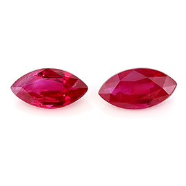 1.33 cttw Pair of Marquise Rubies : Rich Red