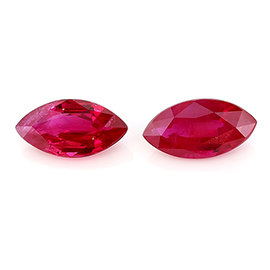 1.33 cttw Rich Red Pair of Marquise Rubies