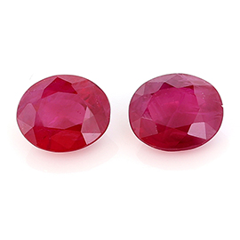 1.18 cttw Deep Rich Red Pair of Oval Rubies