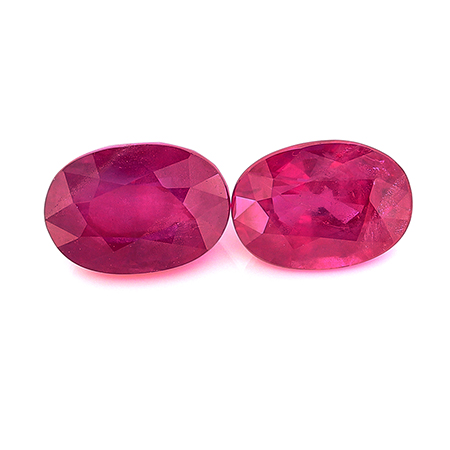 2.31 cttw Pair of Oval Rubies : Pinkish Red