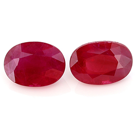 2.16 cttw Pair of Oval Rubies : Rich Pigeon Blood Red