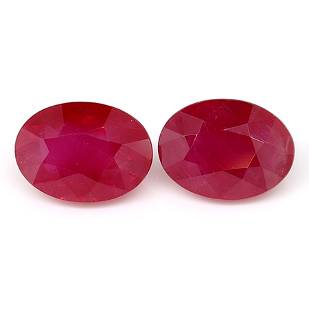 2.38 cttw Pair of Oval Rubies : Red