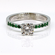 14K White Gold 0.62cttw Diamond & Emerald Ring