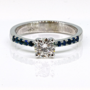 14K White Gold 0.62cttw Diamond & Sapphire Ring