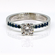 14K White Gold 0.62cttw Diamond & Sapphire Ring