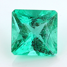 0.72 ct Princess Cut Emerald : Deep Rich Green