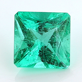 0.72 ct Deep Rich Green Princess Cut Natural Emerald