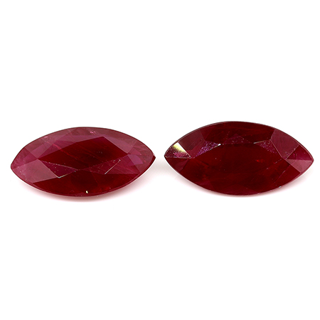 2.34 cttw Pair of Marquise Rubies : Darkish Red