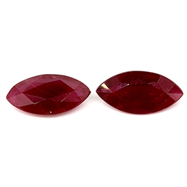 2.34 cttw Pair of Marquise Rubies : Darkish Red