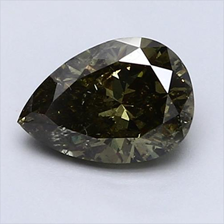 1.04 ct Pear Shape Diamond : Fancy Dark Gray-Greenish Yellow / I1