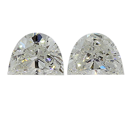 0.53 cttw Pair of Half Moon Natural Diamonds : F / SI2