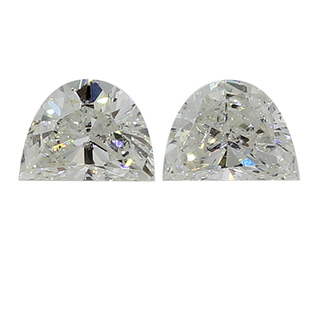 0.53 cttw Pair of Half Moon Diamonds : F / SI2