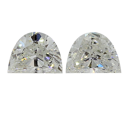 0.53 cttw Pair of Half Moon Natural Diamonds : F / SI2